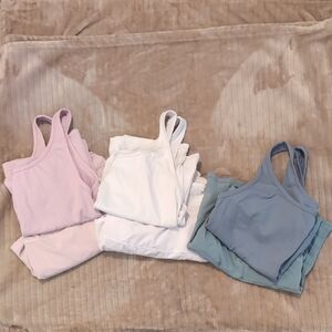Set of Pink, White, and Blue Tank Tops With Matching Skort